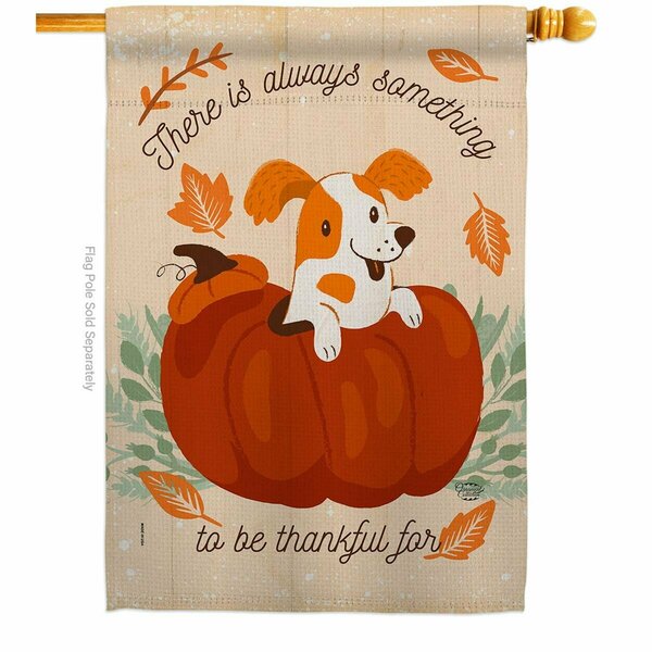 Cuadrilatero 28 x 40 in. Something Thanksful for House Flag w/Fall Thanksgiving Dbl-Sided Vertical Flags  Banner CU3870267